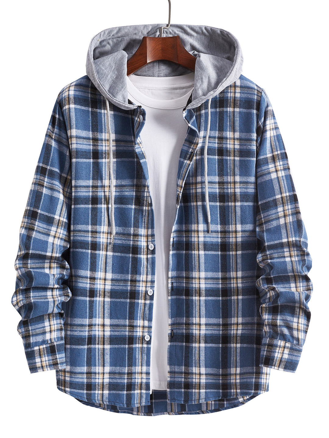 Men's flannel shirt with integrated hood Lisslune