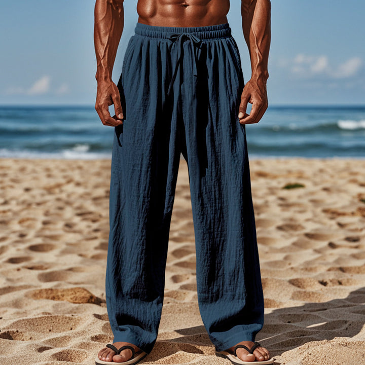 Men's Casual Beach Pants with Elastic Waistband and Practical Side Pockets Lisslune