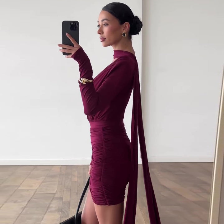 Women's wrap dress with asymmetrical hem and sophisticated top Lisslune