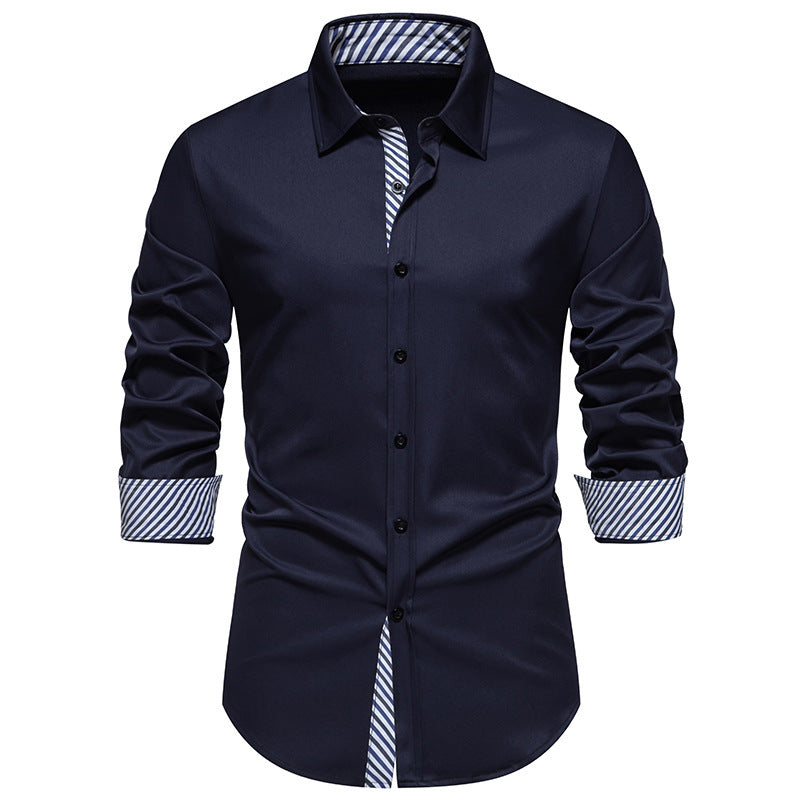 Men's Long Sleeve Shirt with Modern Contrast Design Lisslune