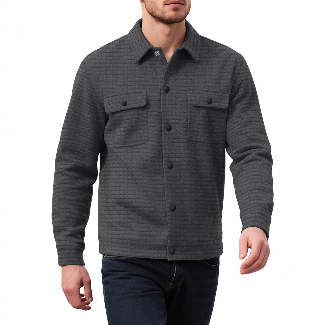 Men's casual flannel jacket with textured fabric and practical pockets Lisslune