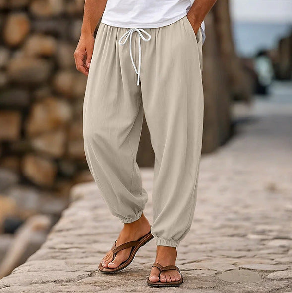 Men's airy leisure pants with elastic waistband and side pockets Lisslune