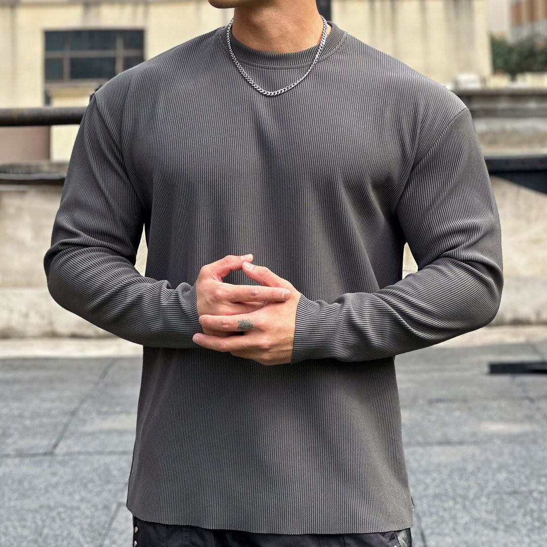 Men's long sleeve shirt made of high-quality ribbed material with a casual fit Lisslune