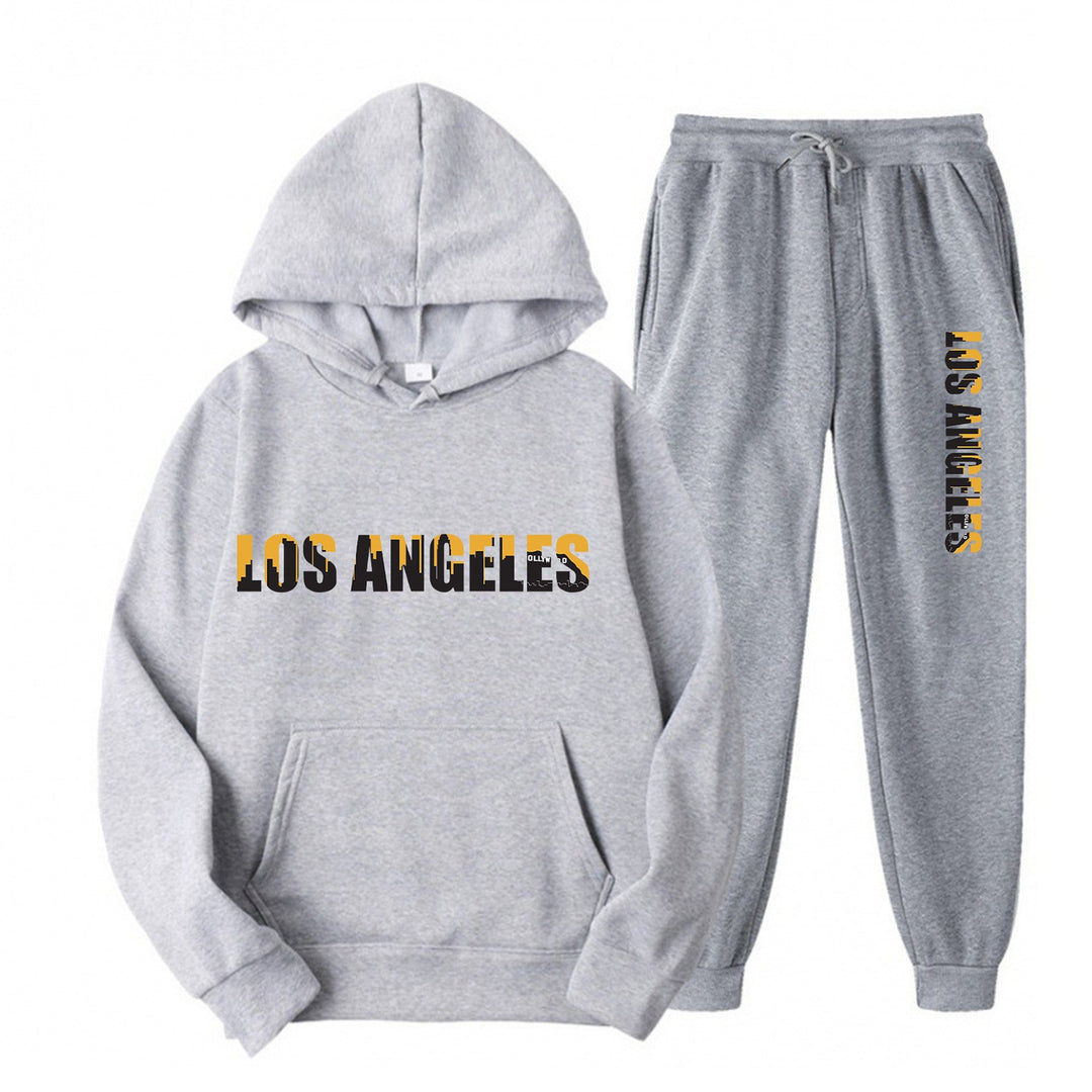Women's leisure hoodie and jogging pants set with casual Los Angeles lettering Lisslune