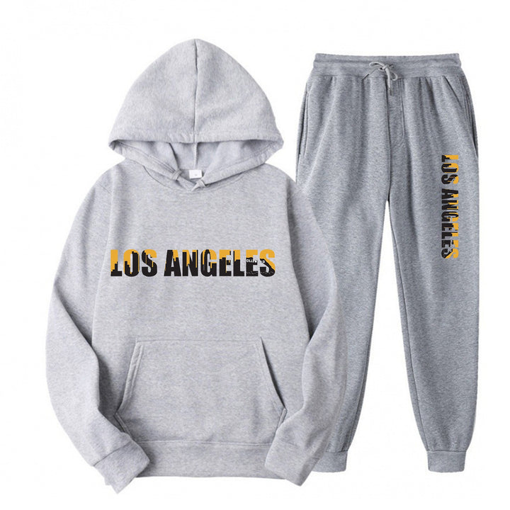 Women's leisure hoodie and jogging pants set with casual Los Angeles lettering Lisslune