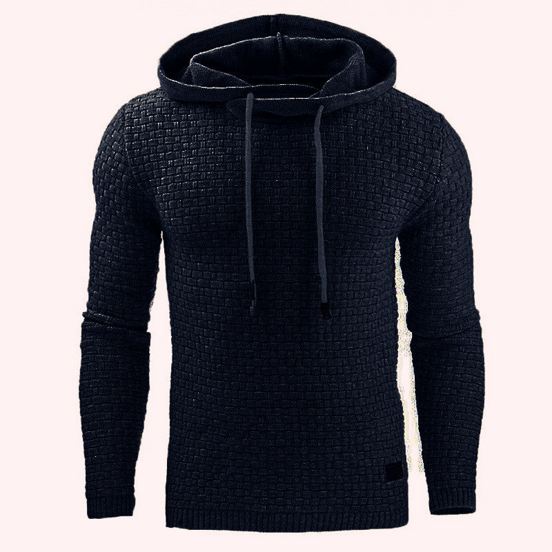 Men's knitted sweater with textured surface and integrated hood Lisslune