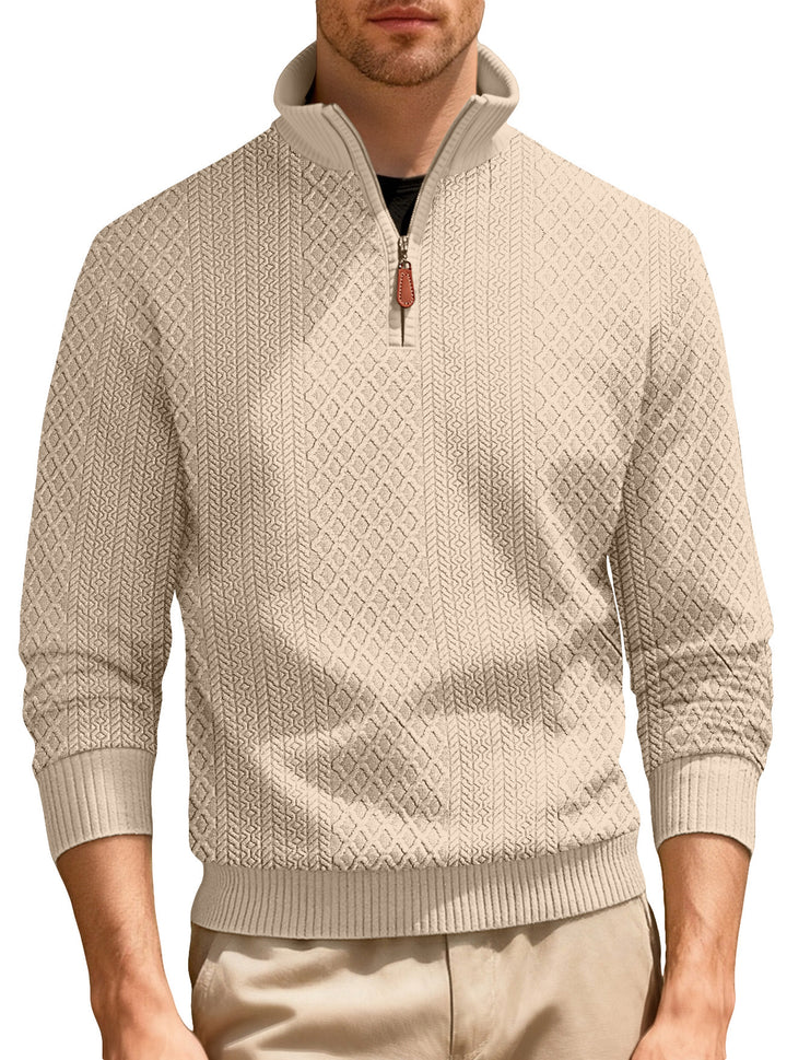 Men's casual stand-up collar sweater with textured knit quality Lisslune