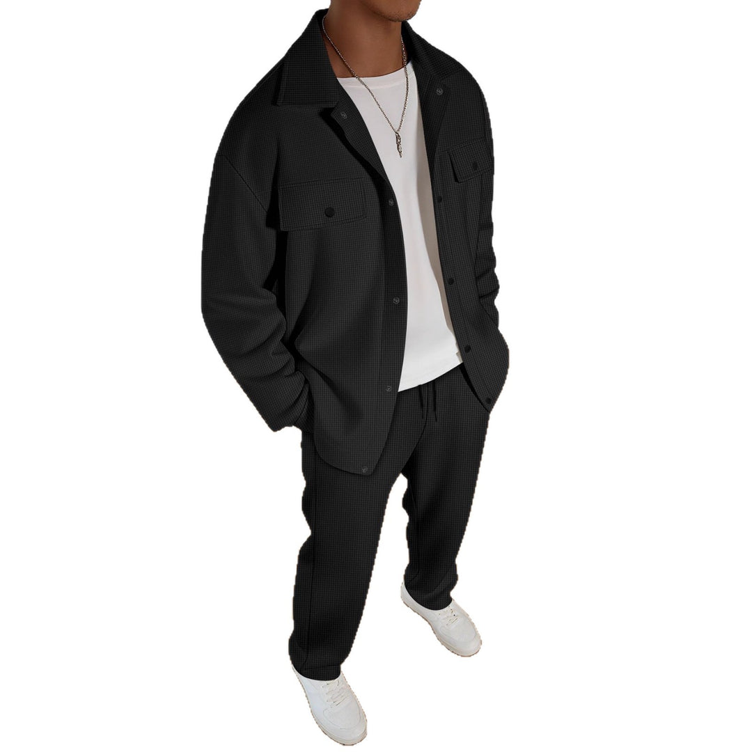 Men's casual set of striped overshirt and comfortable joggers Lisslune