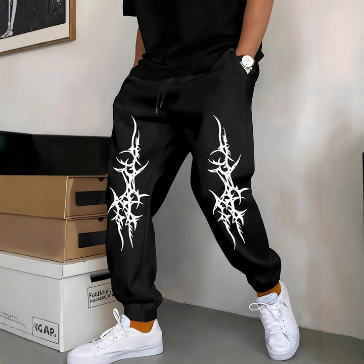Men's Relaxed Fit Jogging Pants with Eye-Catching Graphic Design Lisslune