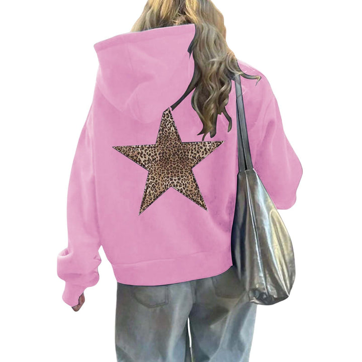 Women’s Hoodie with Eye-Catching Leopard Star Design Lisslune