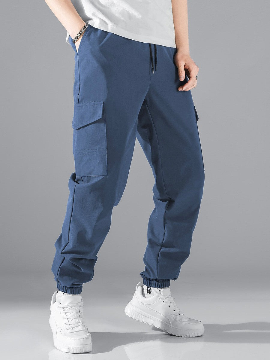 Men's cargo pants with elastic waistband and practical side pockets Lisslune