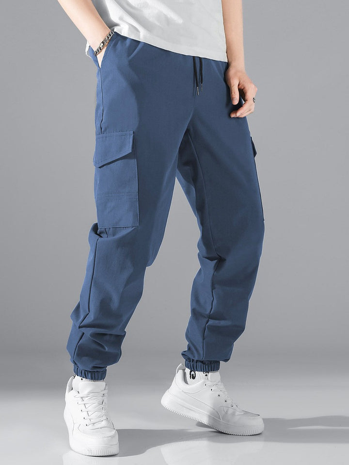Men's cargo pants with elastic waistband and practical side pockets Lisslune