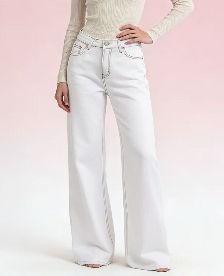 Women Flared Jeans with High Waist and Elegant Seam Details Lisslune