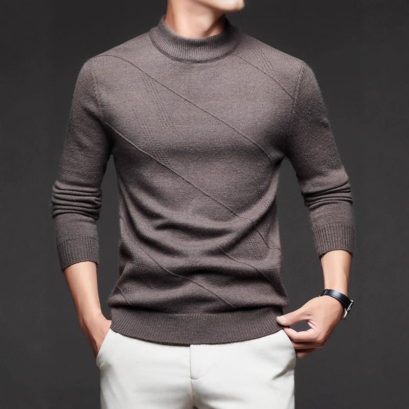 Men's elegant round neck pullover with textured design Lisslune