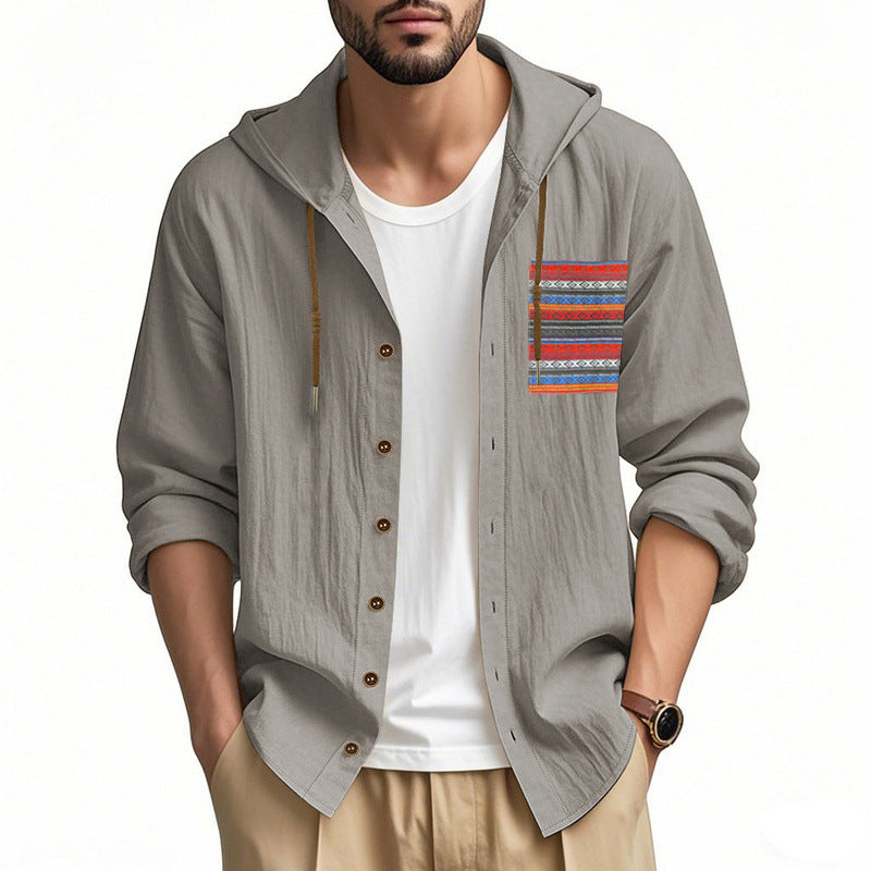 Men's Lightweight Leisure Jacket with Hood and Stylish Chest Pocket Lisslune