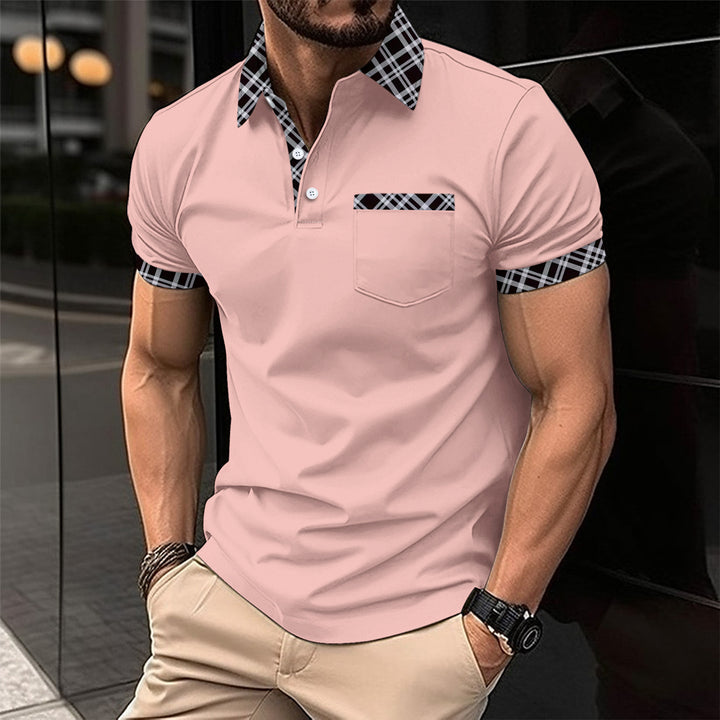 Men's elegant polo shirt with contrasting collar and chest pocket Lisslune