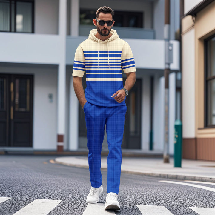 Men's Sporty Hoodie with Fashionable Striped Pattern and Comfortable Pants Lisslune
