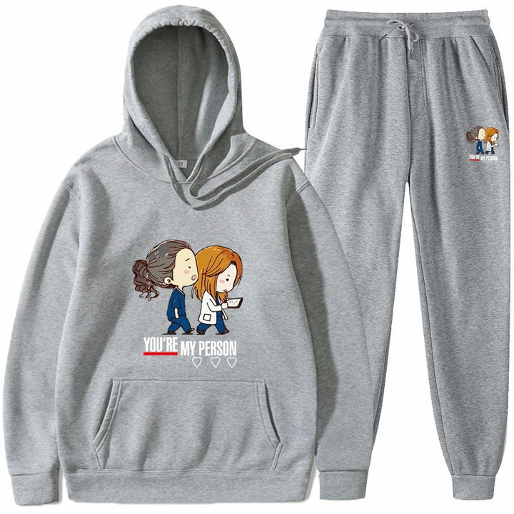 Women's Hoodie and Jogging Pants Set with Original Cartoon Design Lisslune