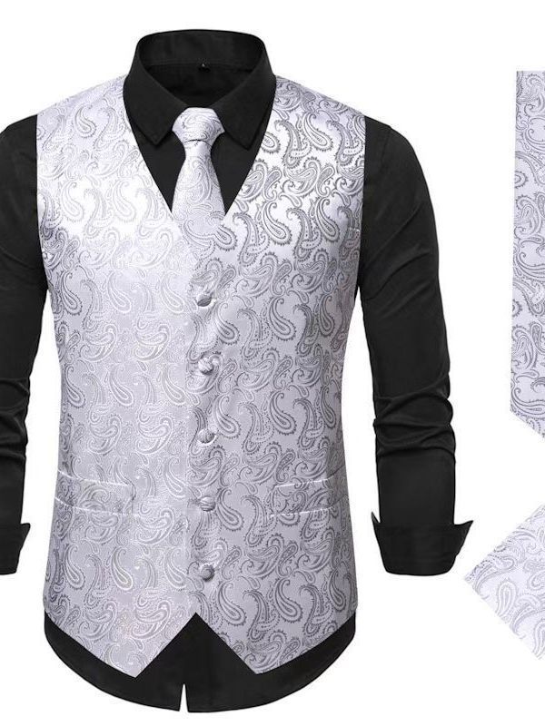Men's elegant suit vest with paisley pattern Lisslune