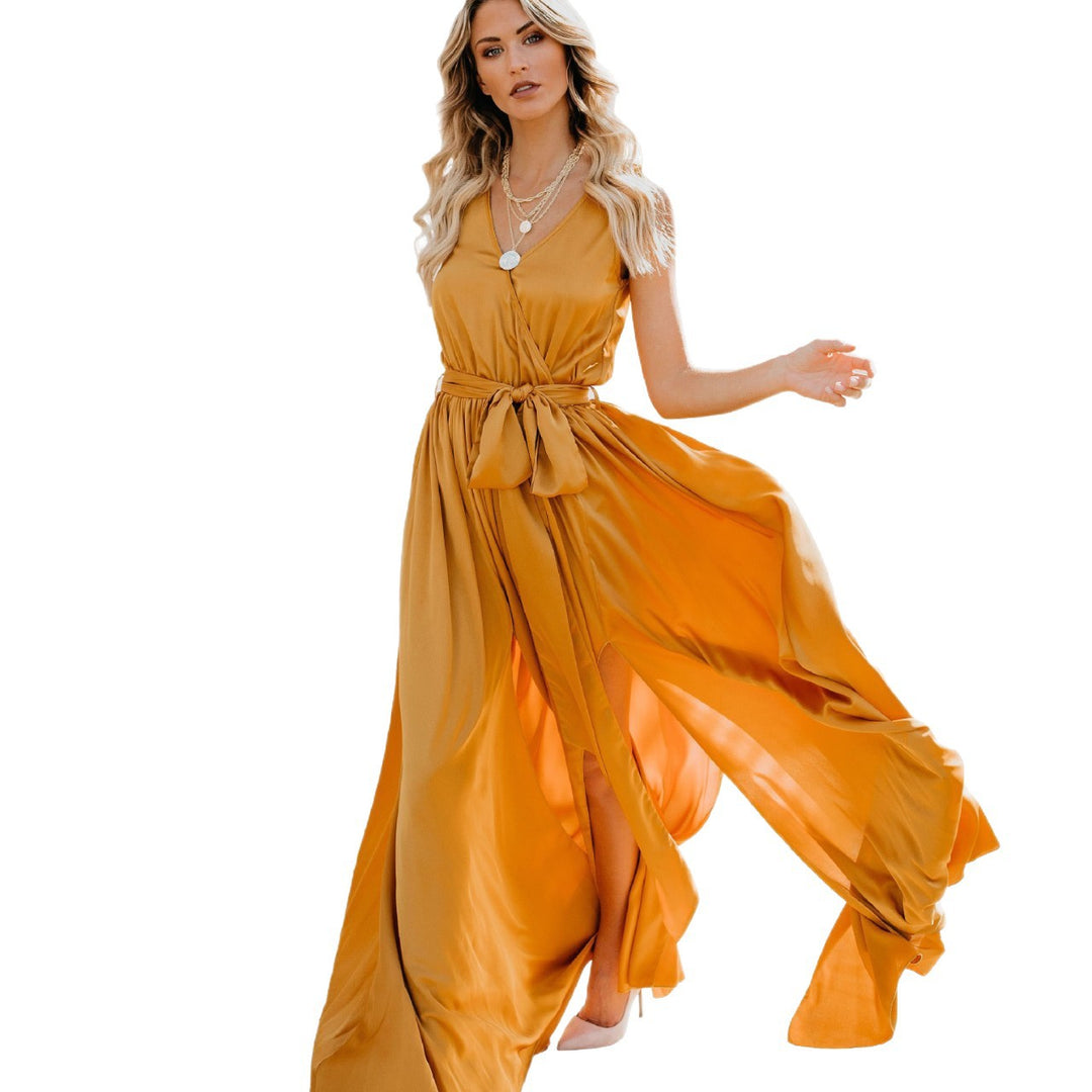 Ladies Elegant Maxi Dress with Flowing Skirt and Simple Silhouette Lisslune