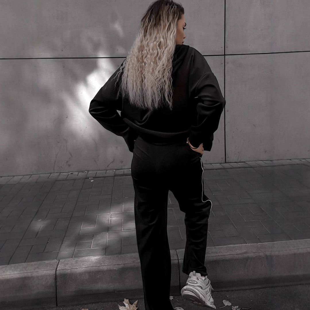 Women's sporty-elegant fleece jogging suit with zipper Lisslune