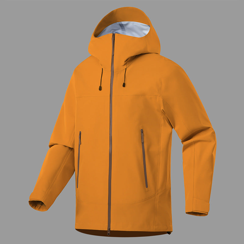Men's Technical Rain Jacket with Adjustable Hood Collar Lisslune