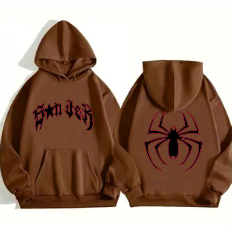 Women's hoodie with striking spider motif and coarse lettering Lisslune