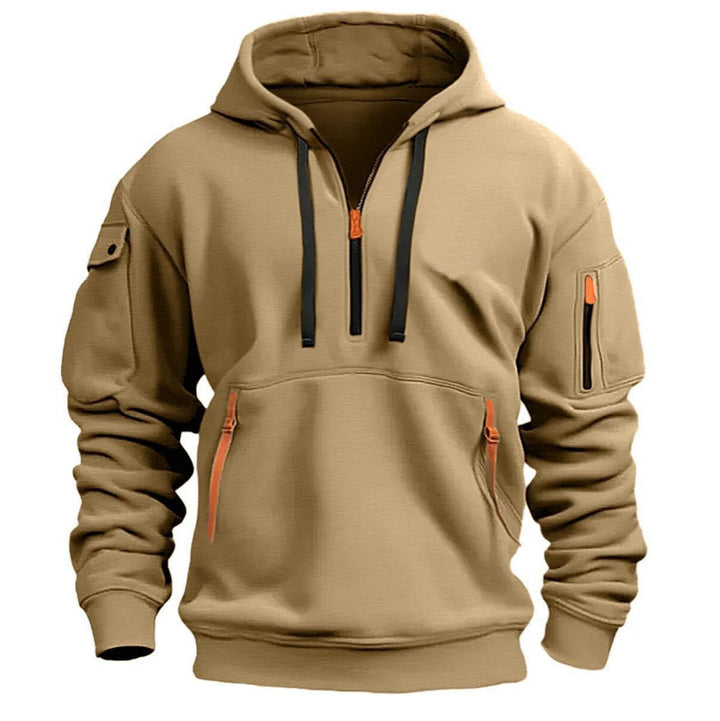 Men's sporty hoodie with practical zip pockets and high collar Lisslune