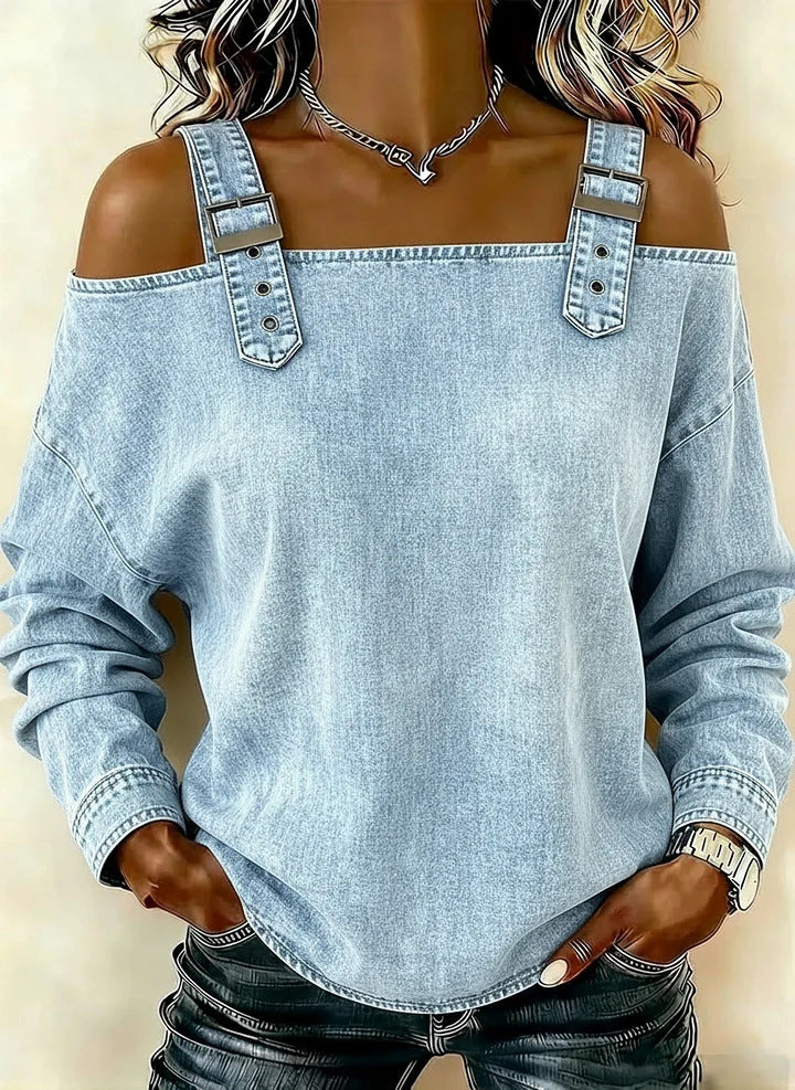 Women's casual sweatshirt with decorative shoulder details Lisslune