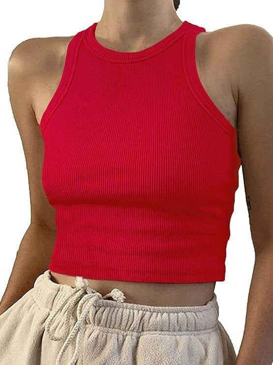 Women's sporty crop top with elastic rib design Lisslune