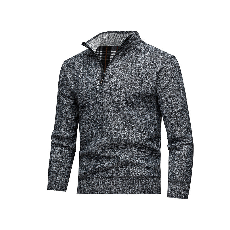 Men's Comfortable Turtleneck Sweater with Modern Zipper and Textured Design Lisslune