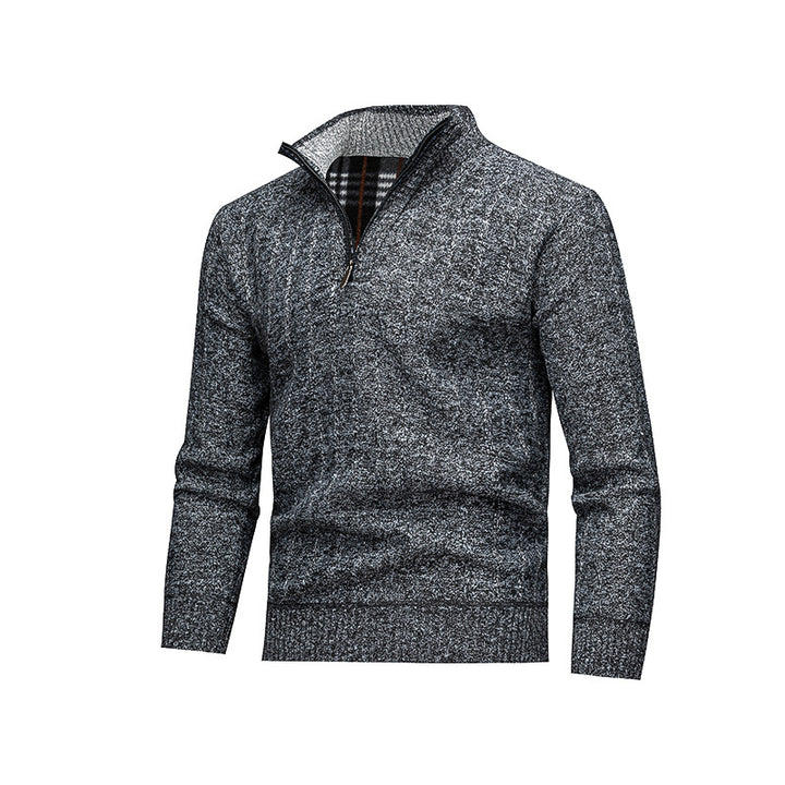 Men's Comfortable Turtleneck Sweater with Modern Zipper and Textured Design Lisslune