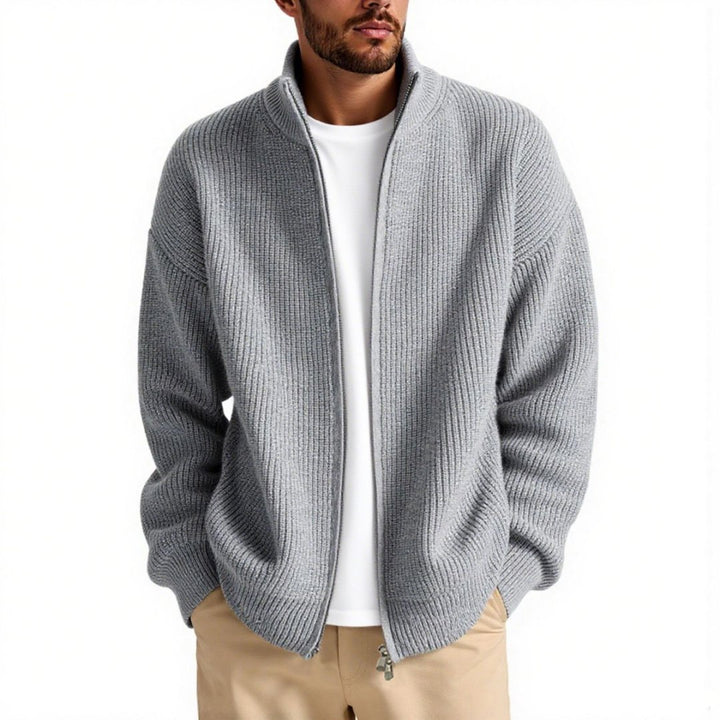 Men's cardigan with high collar and practical zipper Lisslune