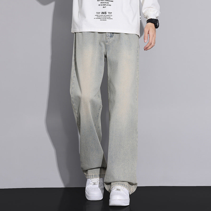 Men's loose denim jeans in modern used look Lisslune