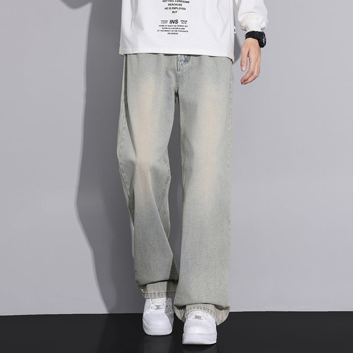 Men's loose denim jeans in modern used look Lisslune