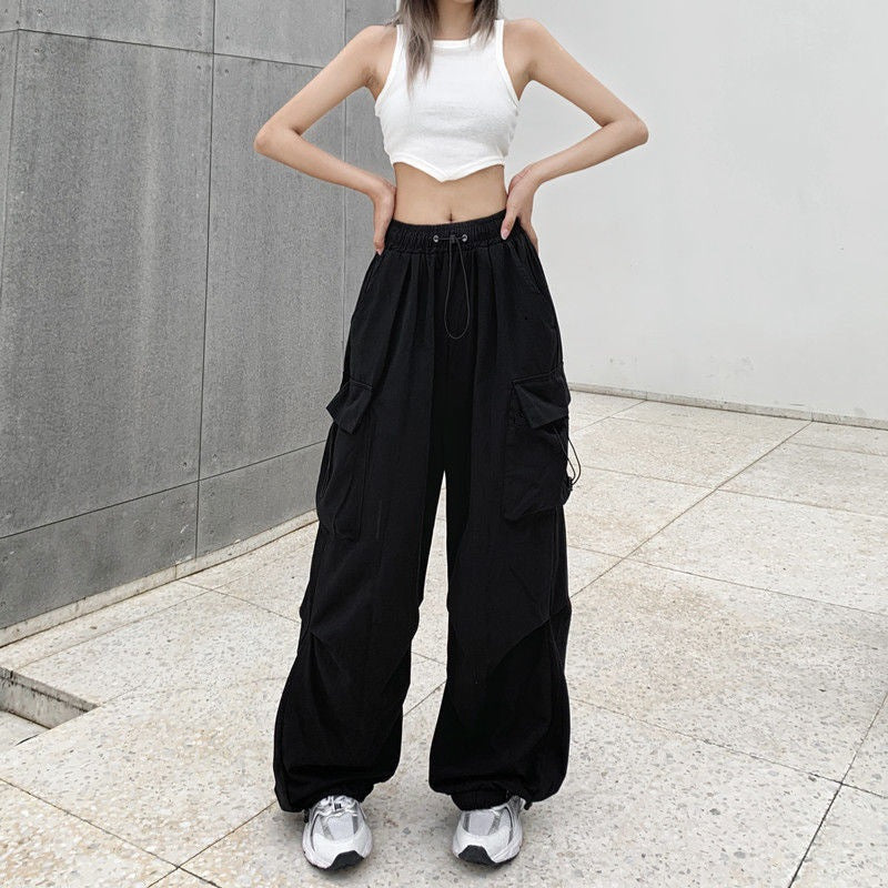 Women's cargo pants with practical side pockets and elastic waistband Lisslune 1775573717