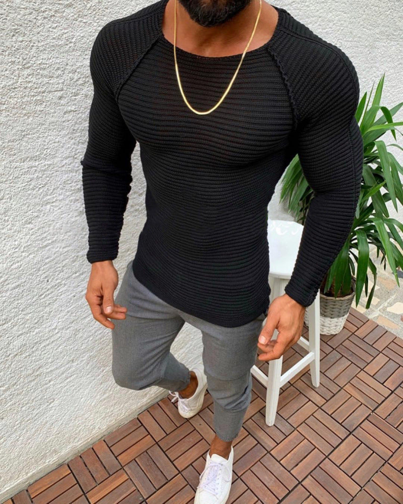 Men's close-fitting knit top with breathable texture and fashionable design Lisslune