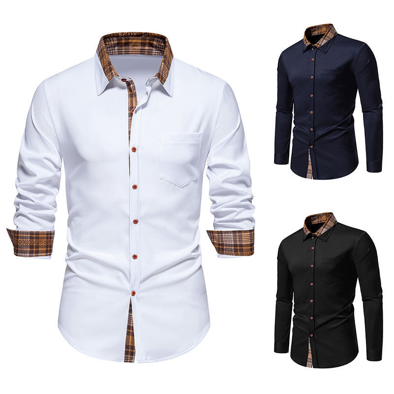 Men's Elegant Long Sleeve Shirt with Contrast Details Lisslune