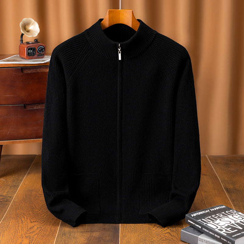 Men's Lightweight Cardigan with Textured Zipper and Practical Pockets Lisslune