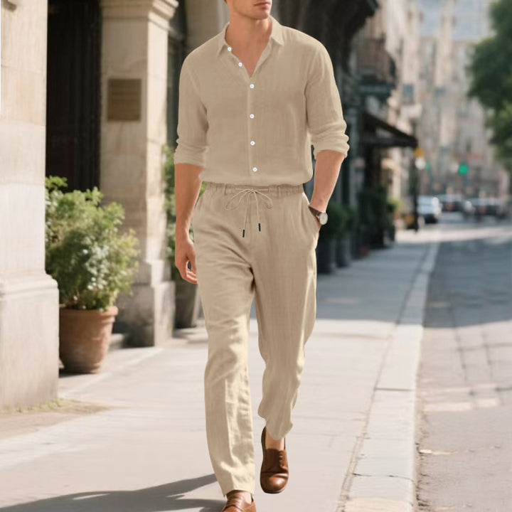 Men's airy linen pants with adjustable waistband and side pockets Lisslune