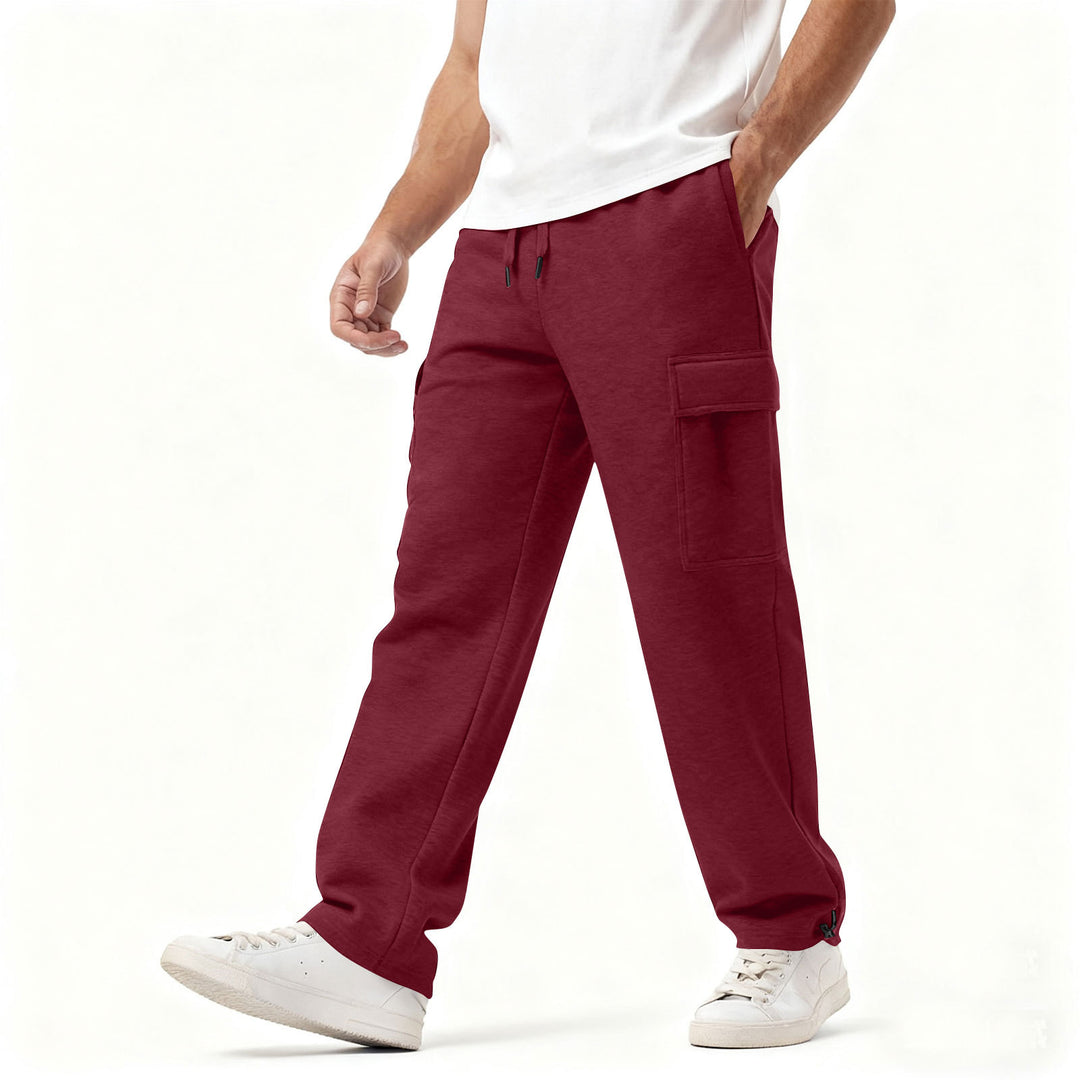 Men's Cargo-Style Leisure Pants with Practical Side Pockets and Elastic Waistband Lisslune