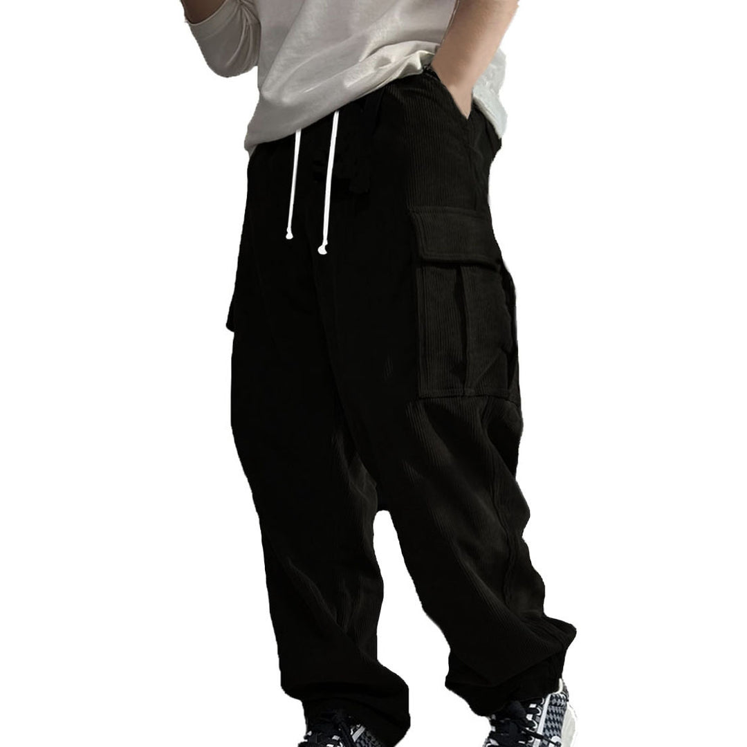 Men's Stylish Cargo Pants with Side Pockets and Elastic Waistband Lisslune