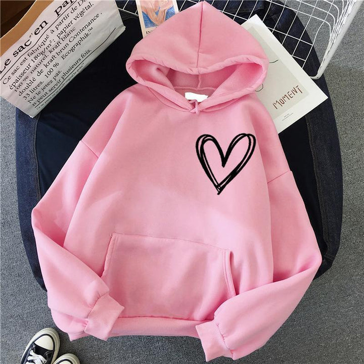 Women's hooded sweatshirt with lovely heart motif Lisslune