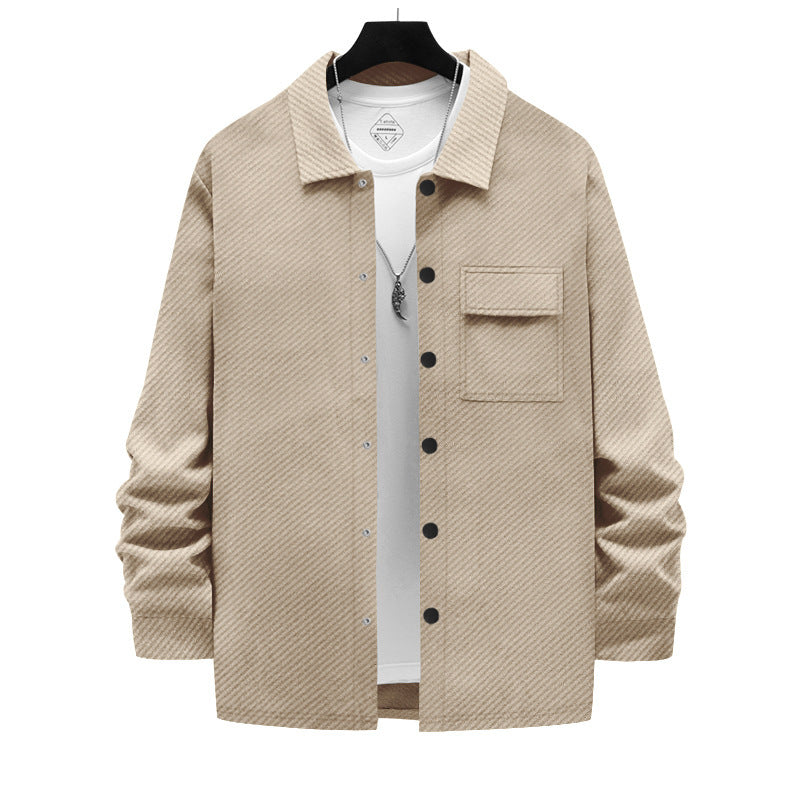 Men's casual cotton jacket with textured design and practical pockets Lisslune