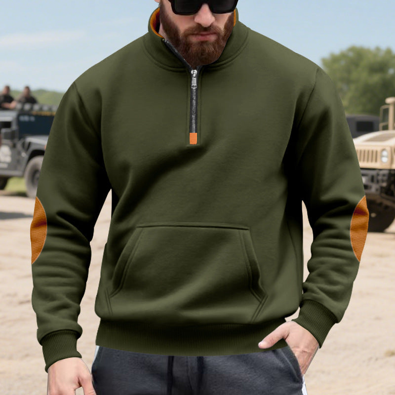 Men's hoodie with fashionable stand-up collar and contrast details Lisslune