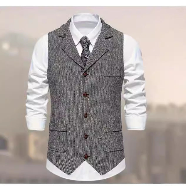 Men's Elegant Waistcoat in Modern Houndstooth Pattern Lisslune
