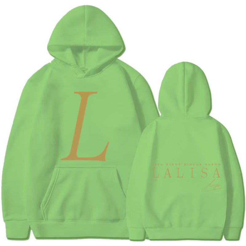 Women's hoodie with stylish initials print and generous kangaroo pocket Lisslune