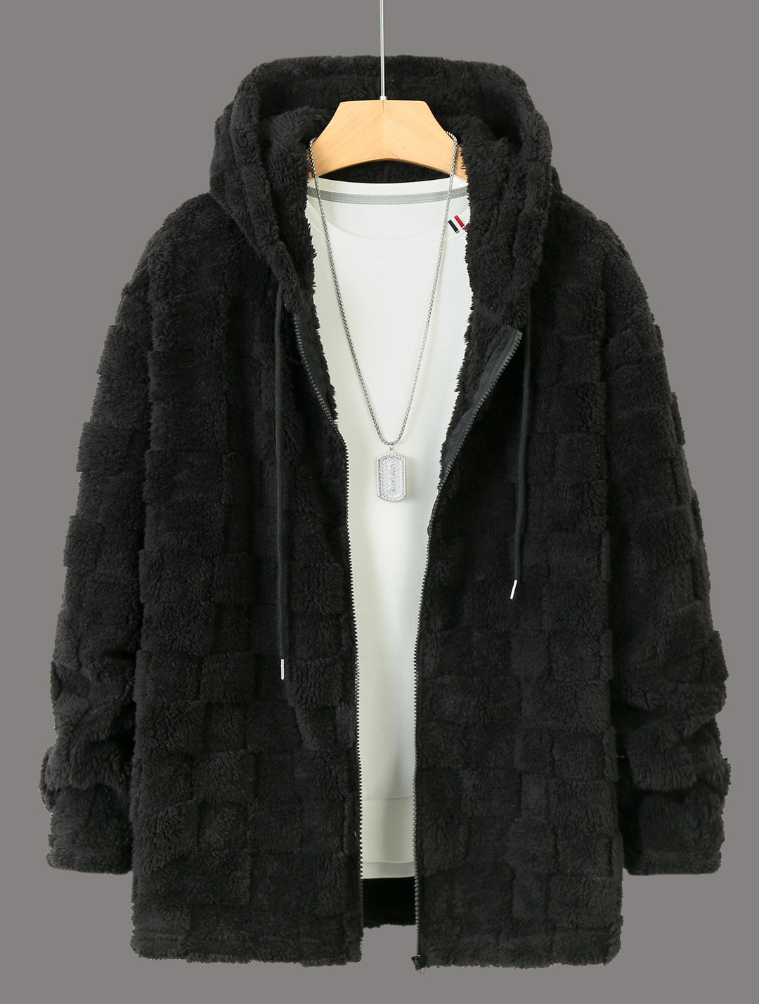 Men's fleece jacket with textured design and practical zipper Lisslune
