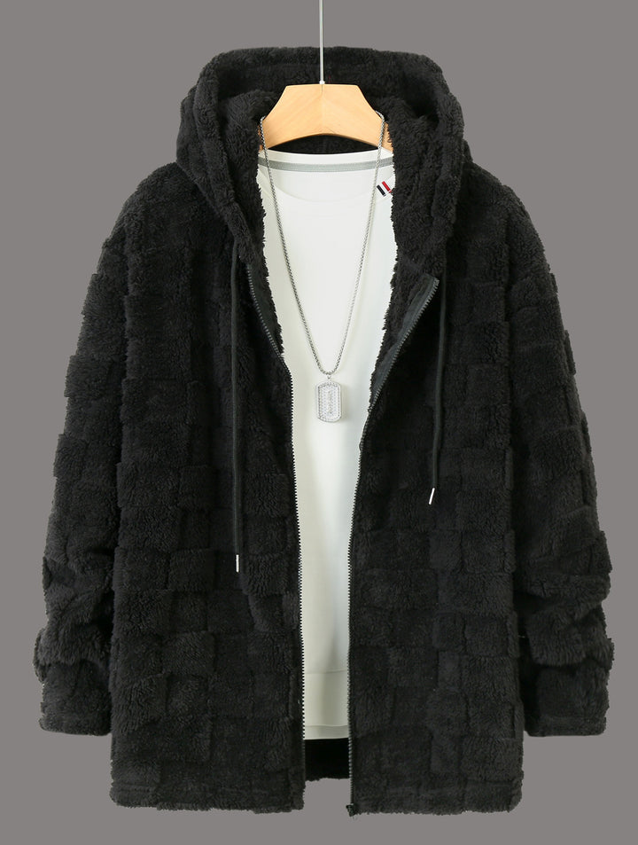 Men's fleece jacket with textured design and practical zipper Lisslune