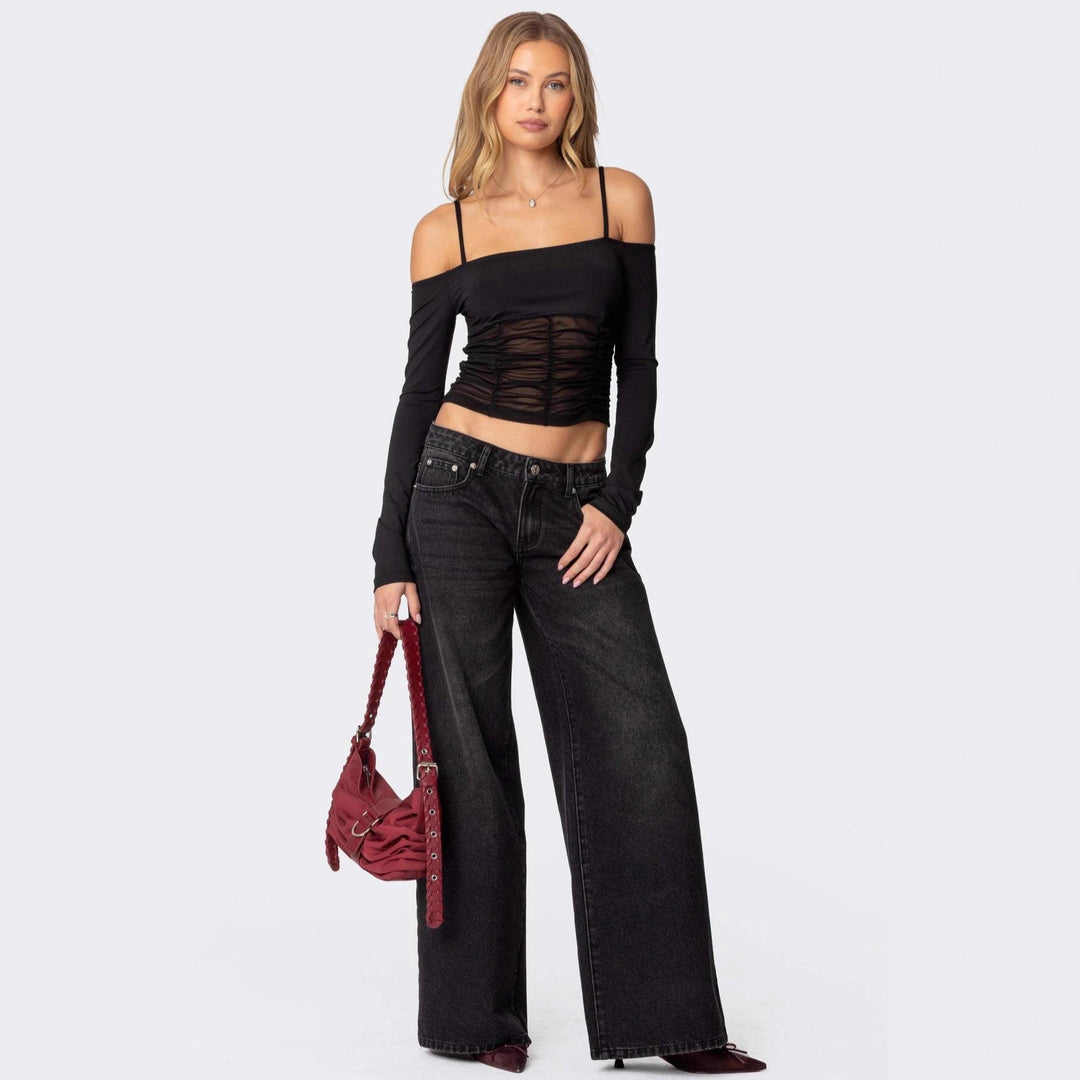 Women's Casual Flared Jeans with Wide Leg Lisslune